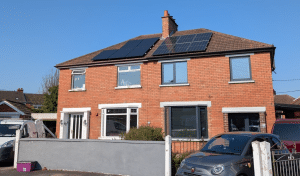 Solar panels on a redbrick Belfast home in Northern Ireland