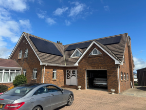 A solar PV system installed by First Class Solar on a domestic home in Northern Ireland.